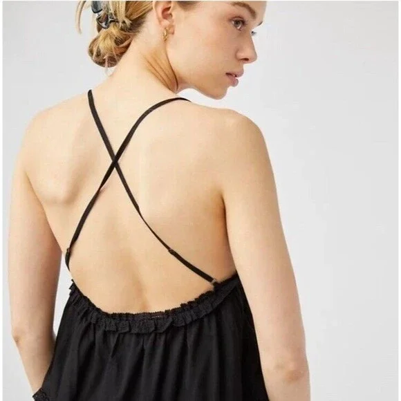 Aritzia Sunday Best Angela Dress Black Mini Strappy Sz L - Picture 11 of 15
